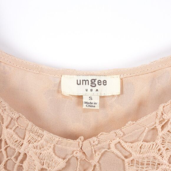 Umgee Tank Top Womens Small Floral Lace Overlay Sleeveless‎ Boho Summer Layering - Picture 3 of 7